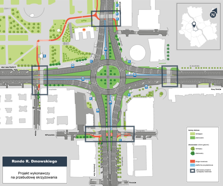 Nowe rondo Dmowskiego już za 6 miesięcy Zarząd Dróg Miejskich w Warszawie