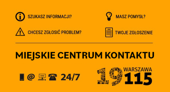 strona Miejskiego Centrum Kontaktu Warszawa 19115