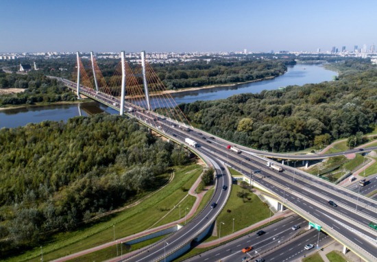 Most Siekierkowski widziany z lotu ptaka.