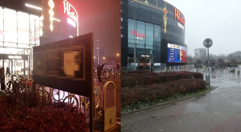 Na zdjęciu po lewej stronie nielegalna instalacja, po prawej to samo miejsce po jej usunięciu.