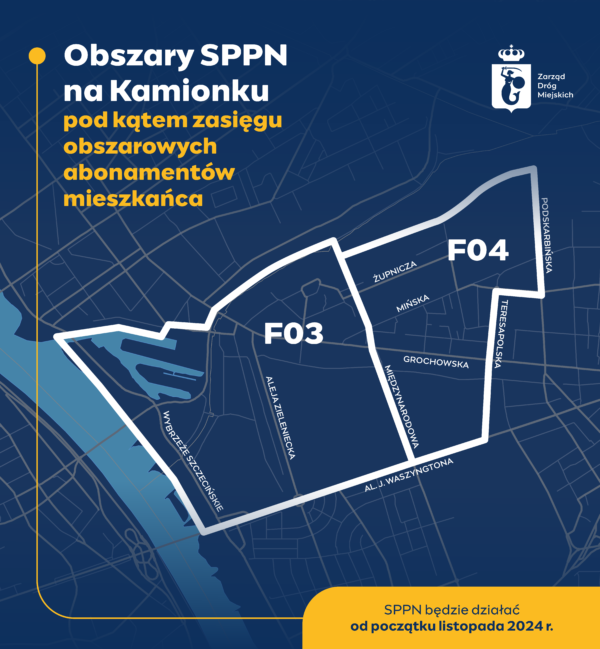 Obszary SPPN na Kamionku pod względem zasięgu obszarowych abonamentów mieszkańca.