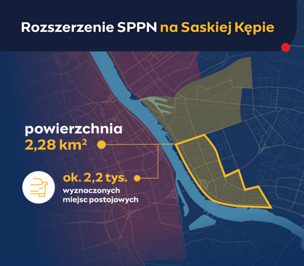 Powierzchnia SPPN na Saskiej Kępie to 2,28 kilometrów kwadratowych. Wyznaczonych będzie około 2,2 tysiące miejsc postojowych.