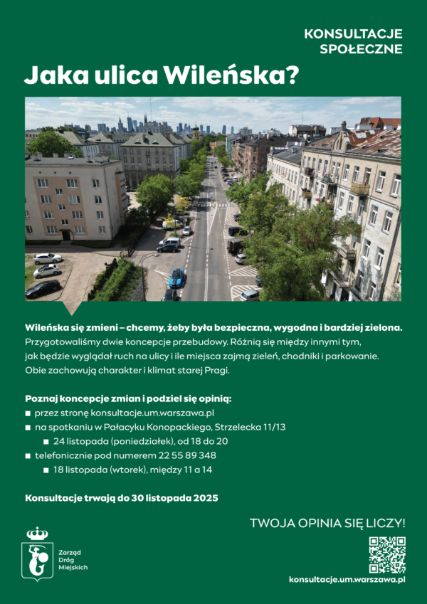 Plakat konsultacyjny - Jaka ulica Wileńska?