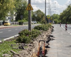 Chodnik na ulicy Krasińskiego po usunięciu starych krawężników.