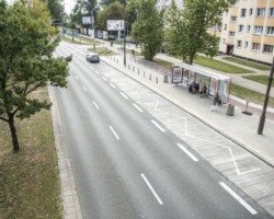 Nowy przystanek autobusowy "Kostrzewskiego" widziany z góry.