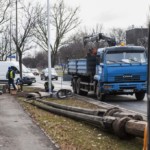 Wymiana latarni w ciągu ulic Wysockiego i Odrowąża.