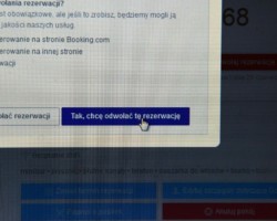 Screen z procesu odwołania rezerwacji.