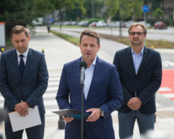 Konferencja Rafała Trzaskowskiego, ul. Górczewska.