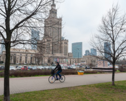 Droga dla rowerów na ulicy Marszałkowskiej - przed zmianami.