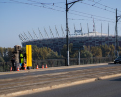 Testy fotoradaru na moście Poniatowskiego.