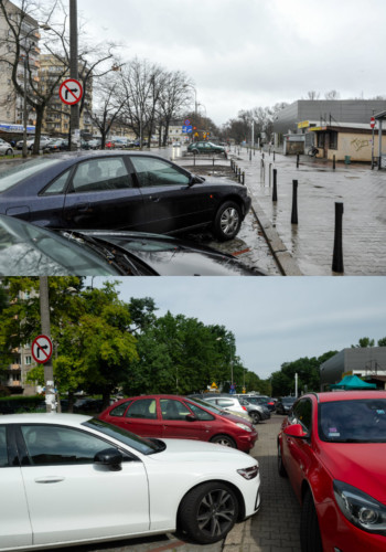 Zamiast parkingu zasadzona została zieleń.