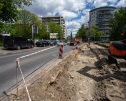 Przebudowa skrzyżowania ulic św. Wincentego i Borzymowskiej.