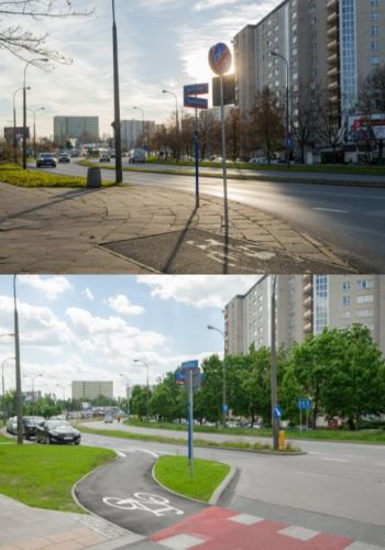Ulica Umińskiego, przed i po modernizacji.