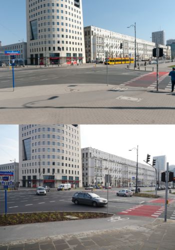 Skrzyżowanie ulic Marszałkowskiej i Królewskiej.