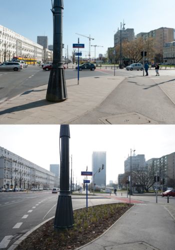 Skrzyżowanie ulic Marszałkowskiej i Królewskiej.