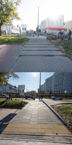 Bariery architektoniczne na Żoliborzu - przed i po ich usunięciu.
