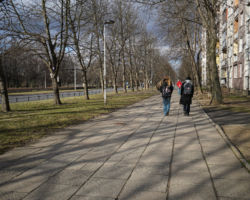 Chodnik przy ulicy Chodeckiej.