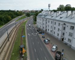 Ulica Starzyńskiego przed zmianami, widok z drona.