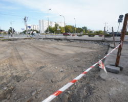 Teren budowy parku kieszonkowego na Bemowie.