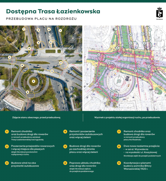 Infografika dotycząca remontu Placu na Rozdrożu.