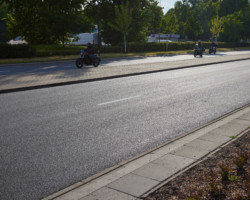 Ulica Powązkowska po remoncie nawierzchni.