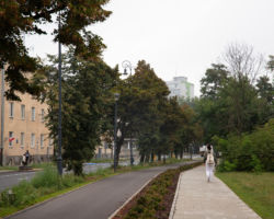 Chodnik i ścieżka rowerowa przy ulicy Podczaszyńskiego.