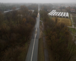 Gotowy wiadukt na Marywilskiej, widok z drona.