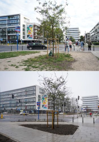 Ulica Powązkowska, przed i po.