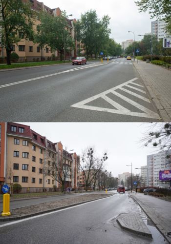 Ulica Przy Agorze, przed i po.