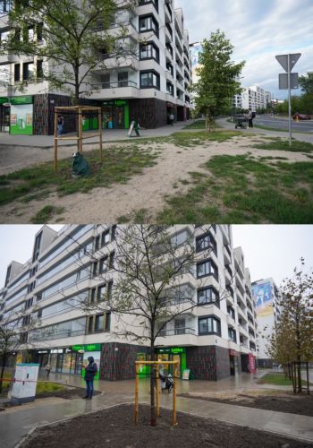 Ulica Powązkowska, przed i po.