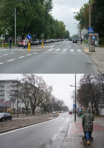 Ulica Przy Agorze, przed i po.