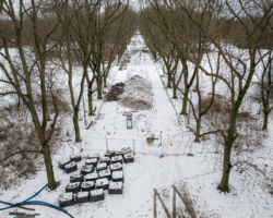 Remont Parku Skaryszewskiego, widok z drona.