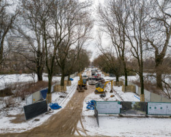 Remont Parku Skaryszewskiego, widok z drona.