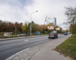 Skrzyżowanie Wólczyńskiej i Nocznickiego przed budową sygnalizacji.