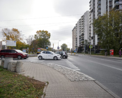 Skrzyżowanie Wólczyńskiej i Nocznickiego przed budową sygnalizacji.